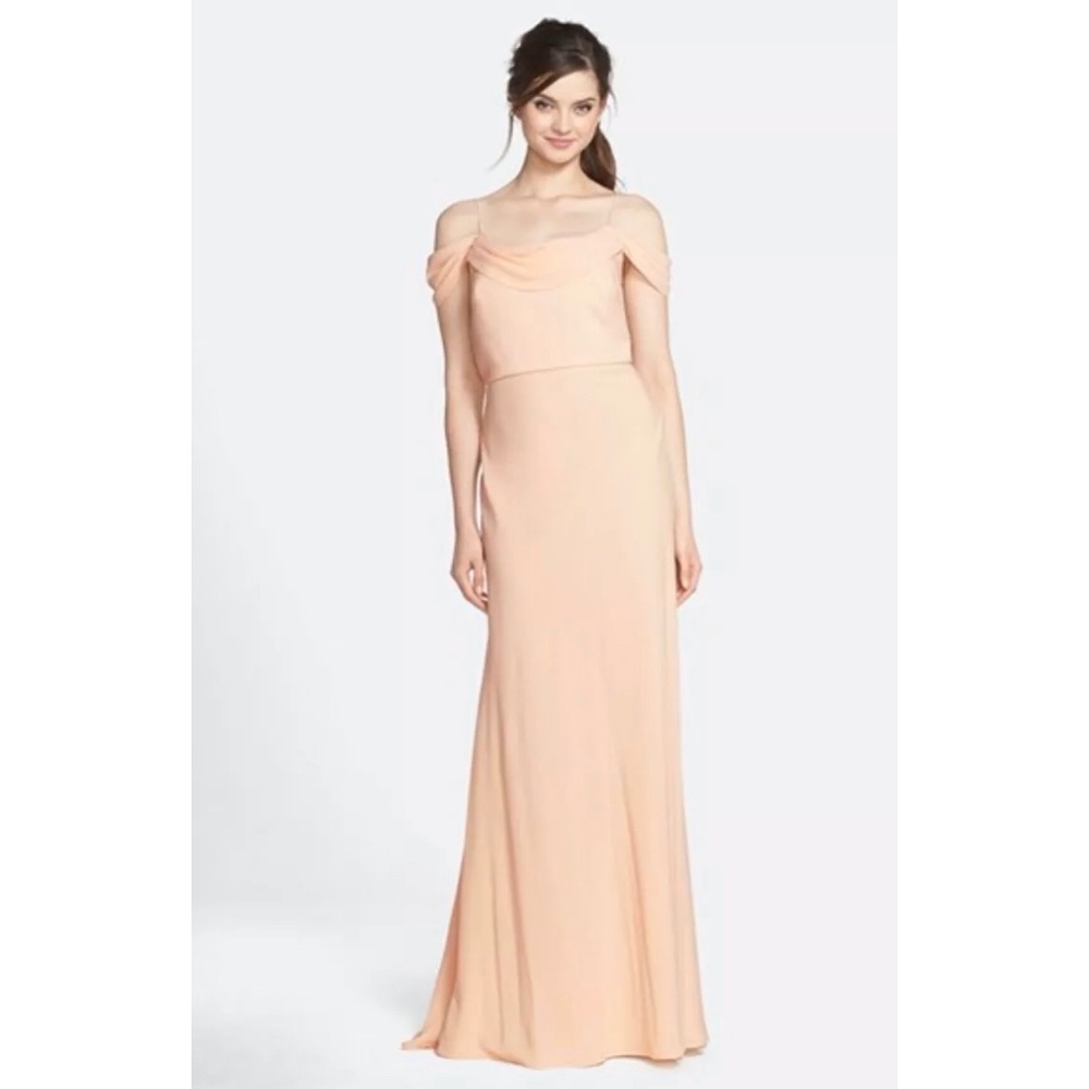 NEW Jenny Yoo Sabine Drop Shoulder Crepe de Chine Gown Size 6